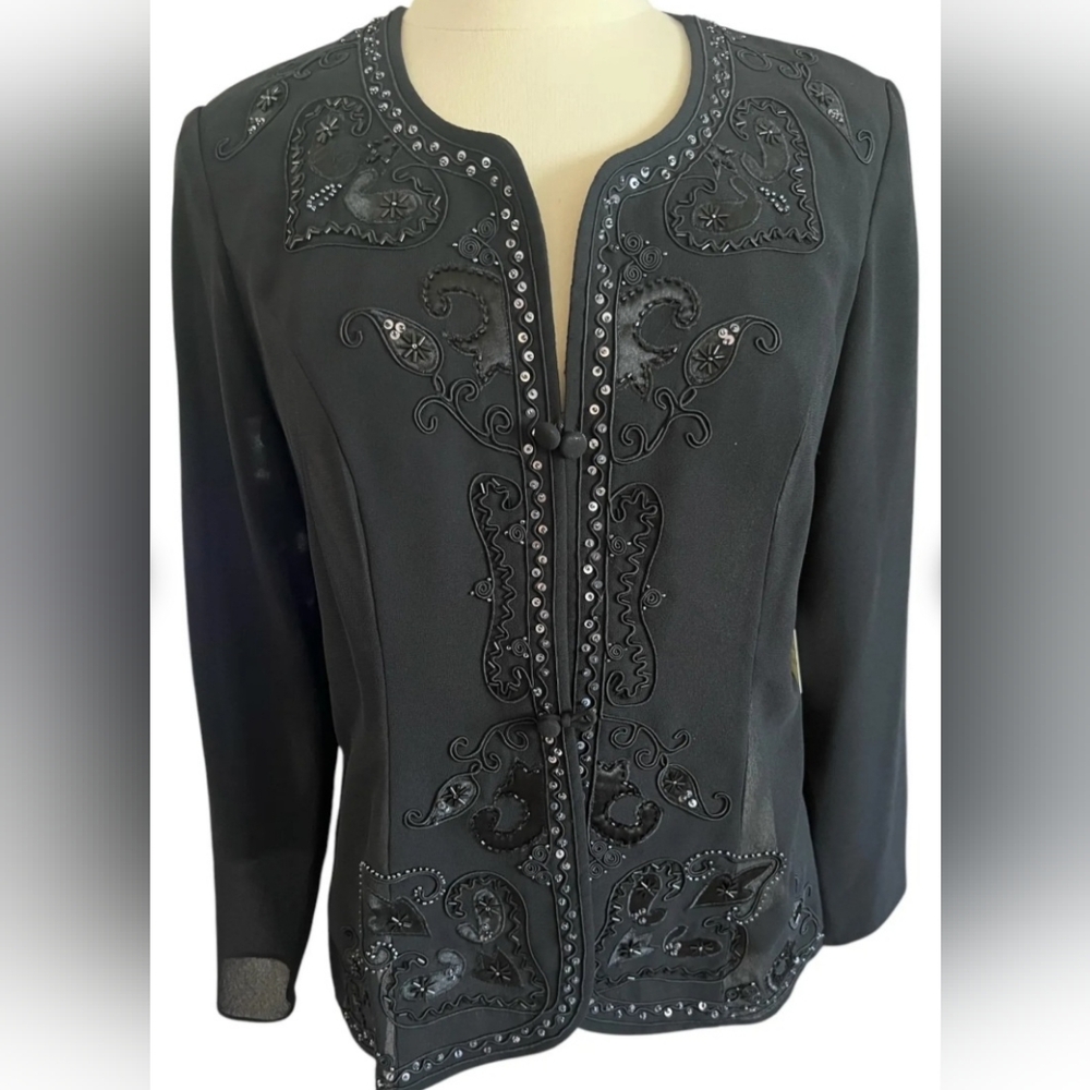 R&M Richards Black Embellished Blazer